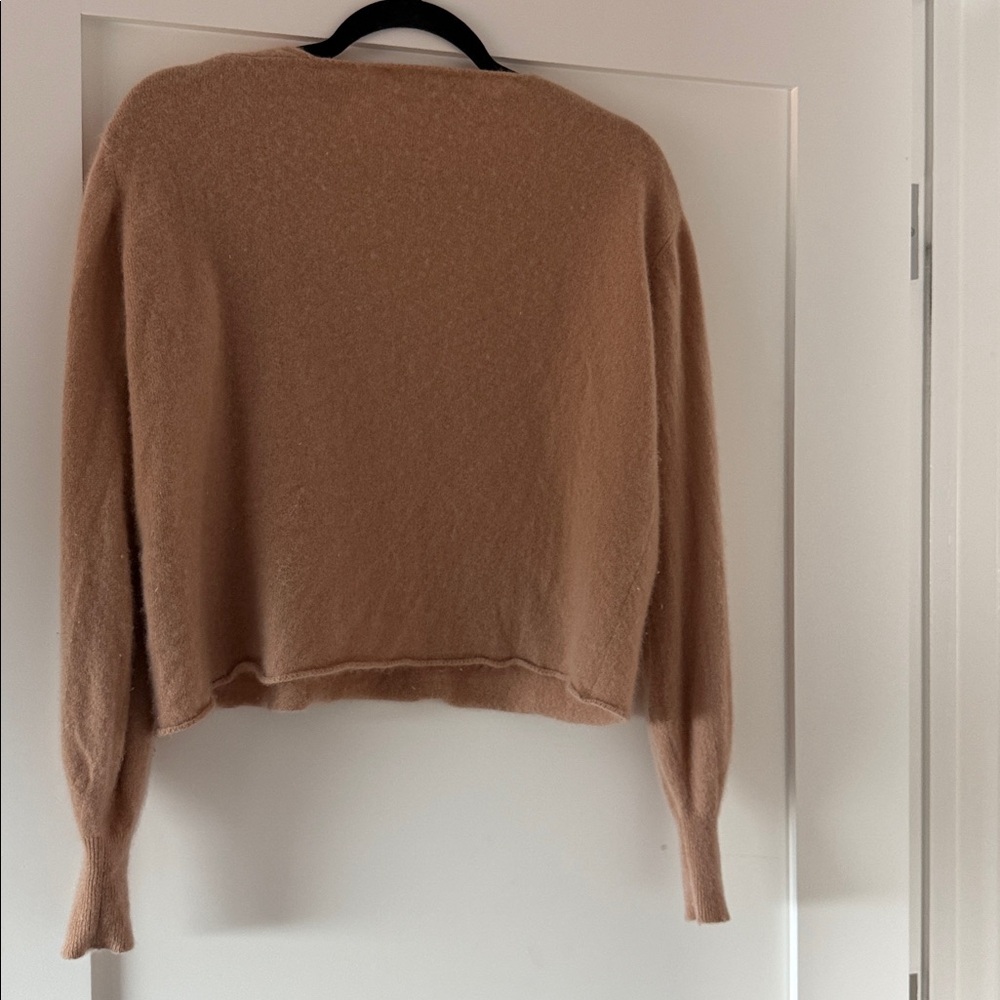 Ryan Roche Deep V-Neck Camel Sweater - Picture 7 of 7